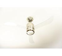 AireRyder Loft ventilador de techo con luz y mando a distancia, carcasa en níquel satinado, aspas transparentes, 112 cm