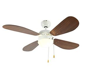 aireRyder Ventilador de techo Classic de 105 cm, color blanco y nogal, con iluminación y cadenas de tracción
