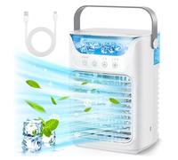 Aires Acondicionados Portátiles, Humidificador Enfriador de Aire con Tanque de Agua y Niebla Fría, Soporte de Ventilador de Refrigeración Sincronización Automática para Sala de