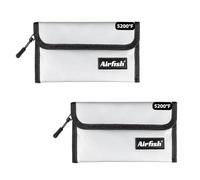 Airfish 2 Piezas Bolsas de Dinero Ignífugas, Cartera Ignífuga de 12.7 x 20 CM, Bolsa de Dinero Impermeable con Cremallera, Pequeña Bolsa de Dinero Ignífuga para Objetos de Valor- Plateado