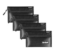 Airfish 4 Piezas Bolsas de Dinero Ignífugas, Cartera Ignífuga de 12.7 x 20 CM, Bolsa de Dinero Impermeable con Cremallera, Pequeña Bolsa de Dinero Ignífuga para Objetos de Valor- Negro