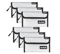 Airfish 6 Piezas Bolsas de Dinero Ignífugas, Cartera Ignífuga de 12.7 x 20 CM, Bolsa de Dinero Impermeable con Cremallera, Pequeña Bolsa de Dinero Ignífuga para Objetos de Valor- Plateado