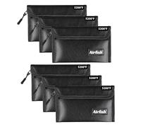 Airfish 6 Piezas Bolsas de Dinero Ignífugas, Cartera Ignífuga de 12.7 x 20 CM, Bolsa de Dinero Impermeable con Cremallera, Pequeña Bolsa de Dinero Ignífuga para Objetos de Valor- Negro