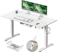 Airfish Escritorio Elevable Eléctrico 120×80cm,Escritorio para Computadora Ajustable en Altura con Bandeja de Gestión de Cables y Memoria,Mesa de Oficina Elevable,Blanco