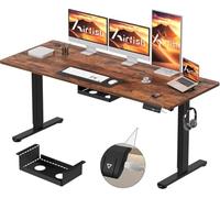 Airfish Escritorio Elevable Eléctrico 160×80cm,Escritorio para Computadora Ajustable en Altura con Bandeja de Gestión de Cables y Memoria,Mesa de Oficina Elevable,Marrón