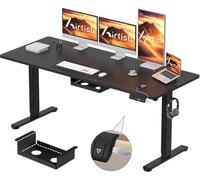 Airfish Escritorio Elevable Eléctrico 160×80cm,Escritorio para Computadora Ajustable en Altura con Bandeja de Gestión de Cables y Memoria,Mesa de Oficina Elevable,Negro