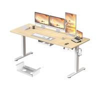 Airfish Escritorio Elevable Eléctrico 160×80cm,Escritorio para Computadora Ajustable en Altura con Bandeja de Gestión de Cables y Memoria,Mesa de Oficina Elevable,Beige