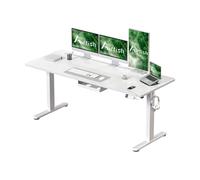 Airfish Escritorio Elevable Eléctrico 160×80cm,Escritorio para Computadora Ajustable en Altura con Bandeja de Gestión de Cables y Memoria,Mesa de Oficina Elevable,Blanco