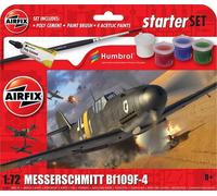 Airfix Juego de iniciación - A55014 Messerschmitt Bf109F-4 - Kit de construcción de modelo de plástico para adultos y niños de 8 años en adelante, el juego incluye calcomanías, pinturas acrílicas,