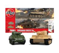 AIRFIX - : Tiger 1 y Sherman Firefly, kit de miniaturas de plástico a escala 1/72 para adultos. Incluye modelos de tanques, pintura, pinceles y policemento