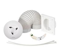 Airflow® iCON 15 Kit de Extractor con Temporizador - 100 mm/4" - Incluye Módulo de Temporizador, Rejilla Blanca, Tubo de PVC - 19 l/s, 9.7W Energía Eficiente, Garantía de 3 Años
