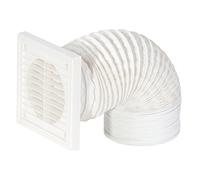 Airflow Kit de Conducto Flexible - Ø150 mm de Diámetro x 3 m de Longitud con Rejilla Cuadrada Blanca y Malla Antiinsectos - Kit de Ventilación de Fácil Instalación para Extractores