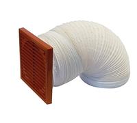 Airflow Kit de Conducto Flexible - Ø150 mm de Diámetro x 3 m de Longitud con Rejilla Cuadrada Terracota y Malla Antiinsectos - Kit de Ventilación de Fácil Instalación para Extractores