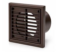 Airflow Tapa de Ventilación Exterior de Pared - Rejilla Redonda de Plástico Marrón para Conductos de 150 mm / 6" - Salida de Aire Resistente a la Intemperie - 187 mm x 187 mm