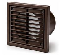 Airflow Tapa de Ventilación Exterior para Pared - Rejilla Redonda de Plástico Marrón con Malla Antiinsectos para Conductos de 100 mm - Salida de Aire Resistente a la Intemperie - 140 mm x 140 mm