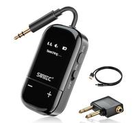 AirFly - Adaptador Bluetooth 5.3 para avión, transmisor de audio inalámbrico Air Fly con pantalla OLED Qualcomm Chip aptX Adaptive 35H batería 3,5 mm AUX Jack Transmisor para 2 auriculares como