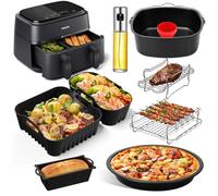 Airfryer - Accesorio para Philips Airfryer Dual Basket 3000 Series, NA350/NA352/NA353, 9L, 2 cestas, molde de silicona, accesorios para freidora de aire caliente, con parrilla, bandeja para pizza