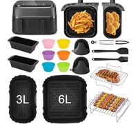 Airfryer - Accesorio para Philips Airfryer Dual Basket serie 3000-5000 | NA350/NA550 Incluye molde de silicona para freidora de aire caliente, parrilla, moldes para pan, pinzas de cocina, etc