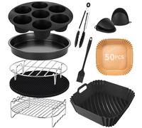 Airfryer Accesorios 8 pulgadas 10 piezas espesado freidora de aire caliente juego de accesorios compatible con Philips Airfryer XL 6,2L, XXL 7,2L, Cosori 5,5L 4,7L, Cecotec 6L Airfryer molde de