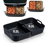 Airfryer Accesorios para freidora de aire caliente Ninja, 2 moldes de silicona de 5,2 l, freidora de aire caliente, Ninja Foodi Flexdrawer de 10,4 l, freidora de aire caliente af500de, molde de