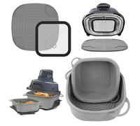 Airfryer Accesorios para Ninja CRISPi FN101EU: Juego completo con 2 moldes de silicona + 1 x protector contra salpicaduras de acero inoxidable + 1 x base resistente al calor para freidora de aire
