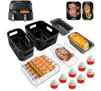 Airfryer - Accesorios para Philips Dual Basket 3000/5000 serie 6L/3L, Tefal Dual Easy Fry 5,2/3,1 L EY9018, 14 piezas freidora de aire caliente, accesorios para Philips 9L (NA350/00, NA550/00), Tefal