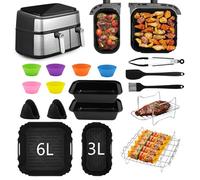 Airfryer Accesorios para Philips Dual Basket Airfryer 3000-serie 6L/3L, 17 Stück Accesorios Airfryer, Incluyendo Molde Silicona Freidora de Aire, Parrillas, Cajas de Tostadas, Pinzas de Cocina, etc.