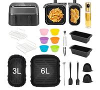 Airfryer Accesorios para Philips Dual Basket Airfryer 3000 Serie NA350, accesorios para freidora de aire caliente, incluye spray de aceite de cristal, moldes de silicona, parrilla, papel para hornear