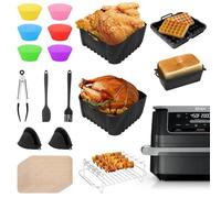 Airfryer AF500EU - Accesorio para freidora de aire caliente Ninja Foodi Flexdrawer de 10,4 l, 22 piezas Ninja Airfryer de silicona, 2 moldes de silicona de 5,2 l AF500de