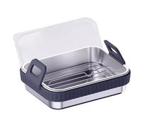 Airfryer Basket - Food Grade High Temp Resistant Kitchen Tool With Lid | Air Fryer Roasting Pan Baking Tray Rack | For Crispy Foods Home Dining Room Restaurant Roasting | Non Stick Easy Clean 490g