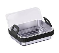 Airfryer Basket - Food Grade High Temp Resistant Kitchen Tool With Lid | Air Fryer Roasting Pan Baking Tray Rack | For Crispy Foods Home Dining Room Restaurant Roasting | Non Stick Easy Clean 490g