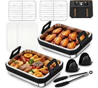 Airfryer - Juego de accesorios para freidora de aire (8 piezas, anillo de silicona extraíble de acero inoxidable 304, para Ninja AF400EU/AF451EU/AF500EU/DZ400EU, accesorio para freidora de aire