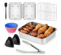 Airfryer - Juego de accesorios para Ninja AF400EU, AF451EU, AF500EU, DZ400EU (incluye cuencos, rejilla de goteo, guantes de silicona 304
