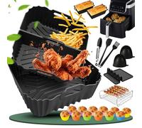 Airfryer Molde de silicona para accesorios Ninja freidora de aire caliente, molde para barbacoa, molde para tartas, accesorios para tostadora, pinzas de cocina, etc. Compatible con doble cesta