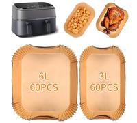 Airfryer - Papel de horno para Philips Airfryer Dual Basket 3000 Series 9L, 120 unidades, accesorios para freidora de aire caliente de Philips Airfryer Tefal 5,2 L/3,1 L (60 + 60 unidades) (6 + 3 L)