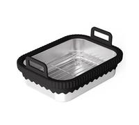 Airfryer para freidora de aire caliente ninja, forma de cristal con tapa y asas extraíbles, accesorios para airfryer de cristal, recipiente de cristal resistente al calor (cubierta negra)
