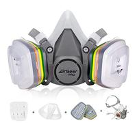 AirGearPro M-500 ABEK1-P2 Mascarilla de Protección Respiratoria Reutilizable, Anti polvo, Anti gases con Filtros para trabajos químicos, industriales, pintura, bricolaje, lijado.