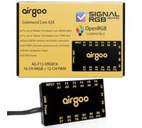 Airgoo Command Core X28, controlador ARGB magnético de 16 canales y concentrador de ventilador PWM de 12 canales 2 en 1, iluminación de PC alimentada por SATA y concentrador de ventilador, compatible