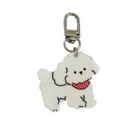 AIRHSKWI Colgante de resina para bolsa de cachorros/hueso, adorno para llaves para mujeres y niñas, hecho a mano, amante de los animales, tela/plumas