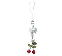 AIRHSKWI Colgante único de cadena de teléfono para bolsa de frutas, colgante de teléfono de pez, accesorio elegante para bolsa adecuada para el día a día, tela/plumas