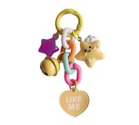 AIRHSKWI Elegante llavero con diseño de luna, nubes, estrellas, campanas, corazón, para mujeres y niñas, decoración de bolso, accesorios de cadena de teléfono, Aleación de acero, pluma, tela