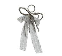 AIRHSKWI Elegante llavero de lazo con cinta suave portátil, colgante elegante para llaves, textura de aleación, regalo para mujeres y niñas, Aleación + perla de imitación