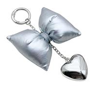 AIRHSKWI Llamativo lazo de cuero con llavero de corazón grande sofisticado y colgante de lazo, tela/plumas