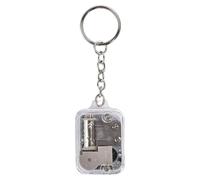 AIRHSKWI Llavero de caja de música en miniatura con colgante elegante con bolsa de música, decoración de una idea encantadora, Aleación de acero, pluma, tela
