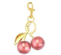 AIRHSKWI Llavero de cerezas adornadas con cristal llamativo, accesorio de llavero adornado con cristal, tela/plumas