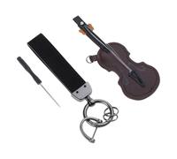 AIRHSKWI Llavero de cuero vintage para violín y guitarra en miniatura, llavero de instrumento musical, accesorio colgante para los amantes de la música, Aleación de acero, pluma, tela