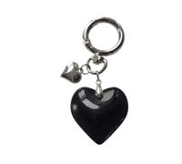 AIRHSKWI Llavero moderno en forma de corazón, diseño de amor, cordón para teléfono, accesorio versátil para bolsos, bonito dije para teléfono, tela/plumas