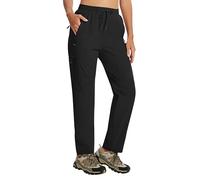 AIRIKE Pantalones Trekking Mujer Pantalones de Senderismo Impermeables Pantalon Cargo Elasticos Verano Pantalones de Trabajo con Bolsillos Cargo Ligeros al Aire Libre Negro EU 2XL