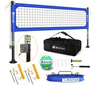 Airist Heavy Duty Volleyball Net Outdoor with Steel Anti-Sag System, Adjustable Aluminum Poles, Professional Volleyball Nets Set for Backyard and Beach, Ball and Carrying Bag (Blue)