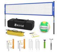Airist Juego de Red de Voleibol portátil, Juego de Redes de Voleibol Profesional para Patio Trasero y Playa, Red de Voleibol al Aire Libre con Postes de Altura Ajustable, Voleibol y Bolsa de